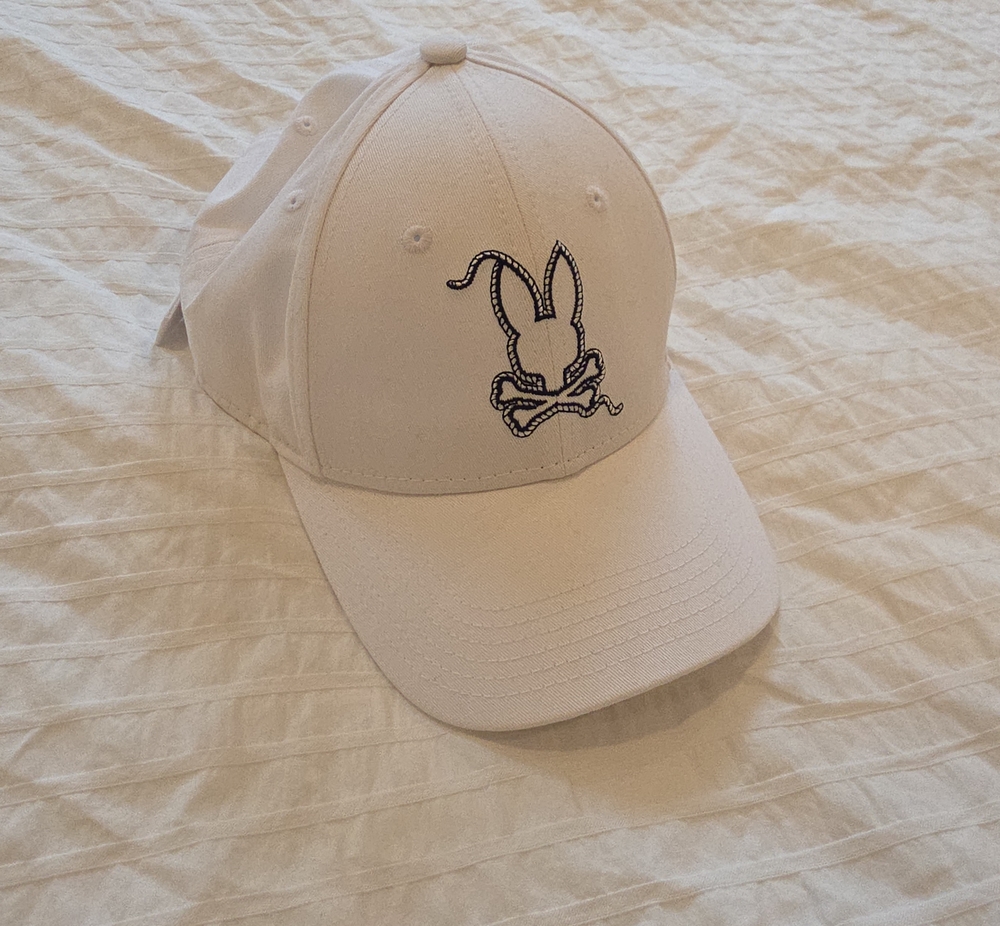 Psycho Bunny White Baseball Cap with Black Embroidered Logo